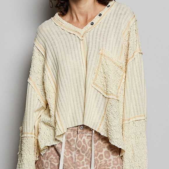 POL Tops - NWT POL V-Neck Long Sleeve Top with Stitch Detail